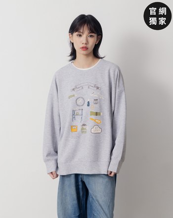 ➤繪畫風居家小物印花大學T(兩色)