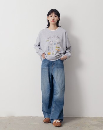 ➤繪畫風居家小物印花大學T(兩色)