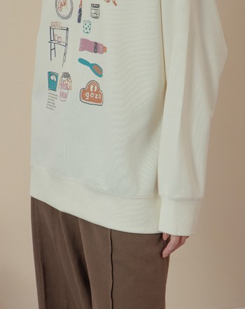 ➤繪畫風居家小物印花大學T(兩色)