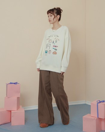 ➤繪畫風居家小物印花大學T(兩色)