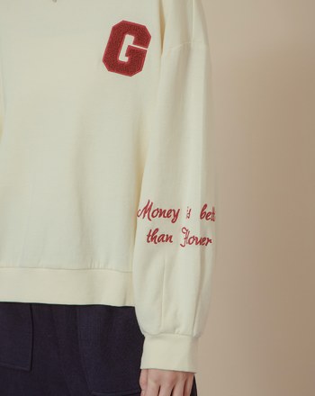 ➤G字立體繡花短版大學T(三色)