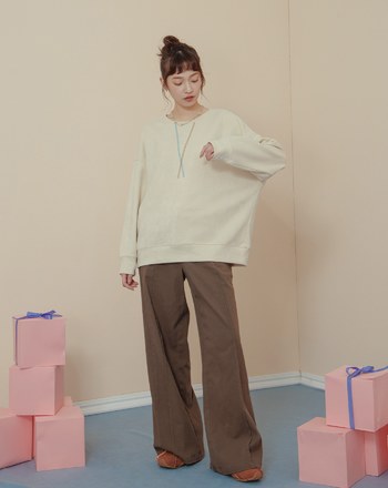 ➤配色爬線落肩大學T(兩色)