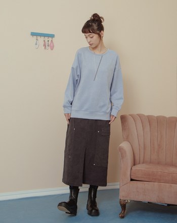 ➤配色爬線落肩大學T(兩色)