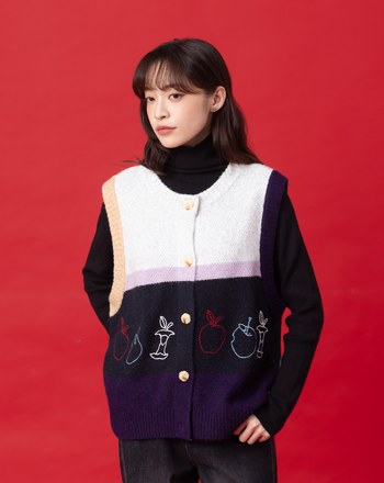 迪士尼系列 just one bite刺繡開襟背心(兩色)