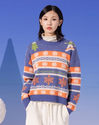 雪花圖騰毛絨毛衣(兩色)