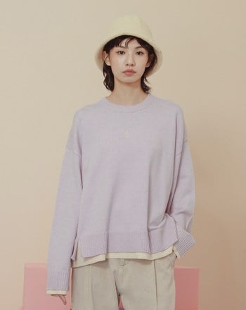 gozo皇冠繡花假兩件針織毛衣(兩色)