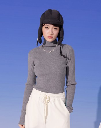 袖口撞色高領針織上衣(三色)