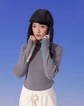 袖口撞色高領針織上衣(三色)