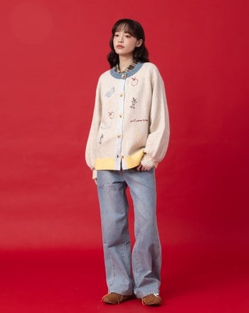 迪士尼系列 喔～不要吃蘋果開襟毛衣外套(兩色)