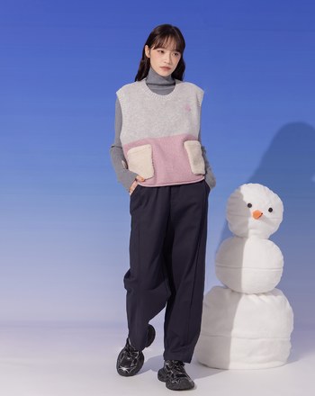 ➤QQ毛口袋配色毛衣背心(兩色)