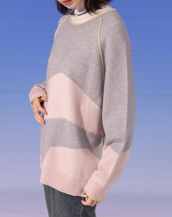 ➤抗起球色塊造型針織毛衣(兩色)