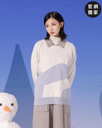➤抗起球色塊造型針織毛衣(兩色)