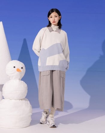 ➤抗起球色塊造型針織毛衣(兩色)