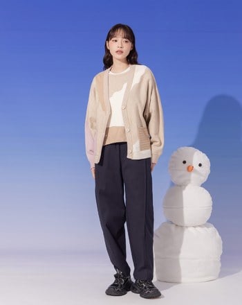 ➤抗起球色塊拼接毛衣外套(兩色)