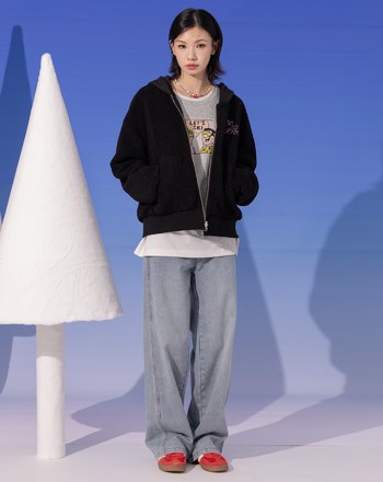 雙面穿泰迪絨彩色點點連帽外套