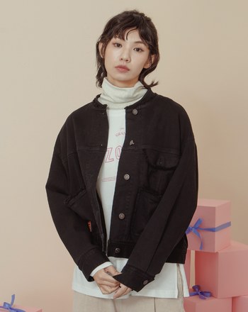 保暖絨毛內裡立領抽鬚造型外套(兩色)