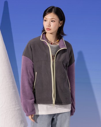 柔軟絨毛配色立領外套(兩色)