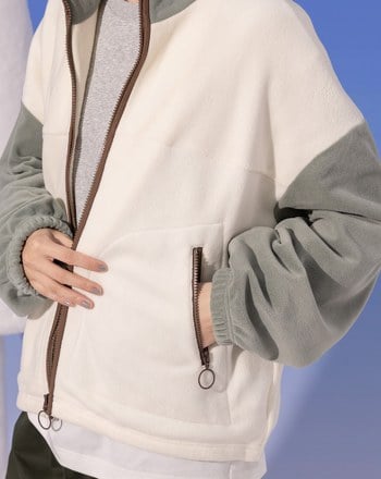 柔軟絨毛配色立領外套(兩色)