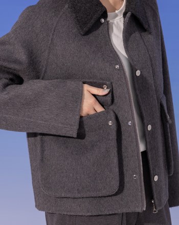 巴恩風配色領羊毛工裝外套(兩色)