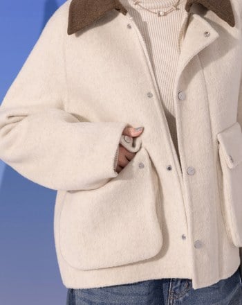 巴恩風配色領羊毛工裝外套(兩色)