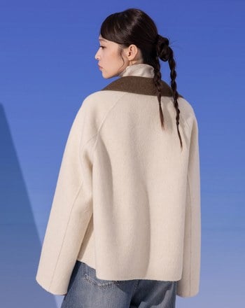 巴恩風配色領羊毛工裝外套(兩色)