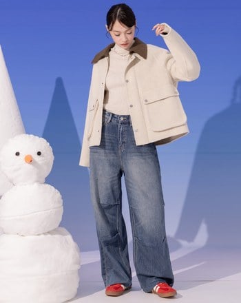 巴恩風配色領羊毛工裝外套(兩色)