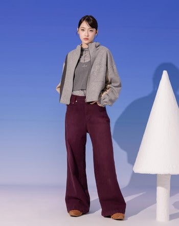 異材質拼色立領廓型外套