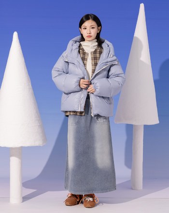 防風升級跳色拉鍊連帽羽絨外套(兩色)