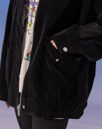 大口袋霧感仿麂皮外套