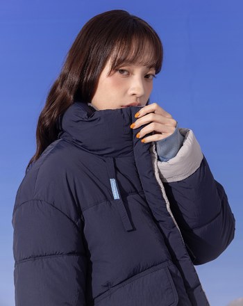 ➤蓬蓬雙色立領鋪棉外套