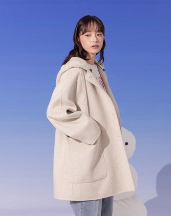 ➤可拆式針織連帽羊毛短大衣(兩色)