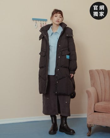 ➤抽繩可拆式連帽長版羽絨外套(兩色)