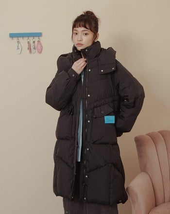 ➤抽繩可拆式連帽長版羽絨外套(兩色)