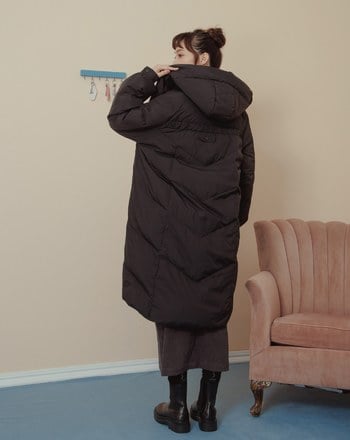 ➤抽繩可拆式連帽長版羽絨外套(兩色)