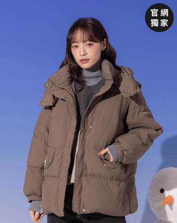 ➤品牌膠標可拆式連帽羽絨外套(兩色)