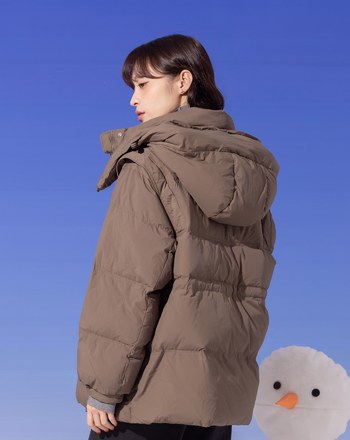 ➤品牌膠標可拆式連帽羽絨外套(兩色)