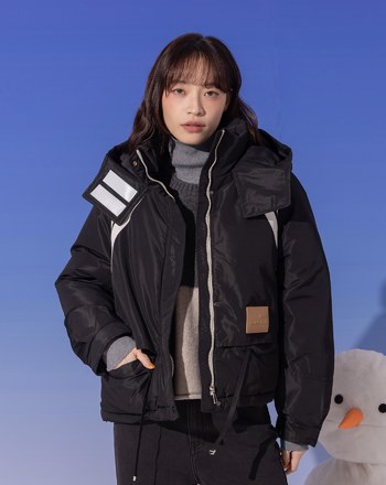 ➤運動風條紋織帶連帽鋪棉外套(兩色)