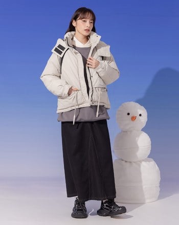 ➤運動風條紋織帶連帽鋪棉外套(兩色)