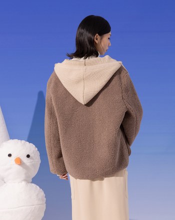 ➤羊羔絨QQ毛可拆式連帽外套(兩色)