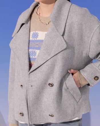 ➤雙排釦大翻領羊毛外套(兩色)