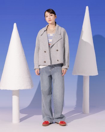 ➤雙排釦大翻領羊毛外套(兩色)