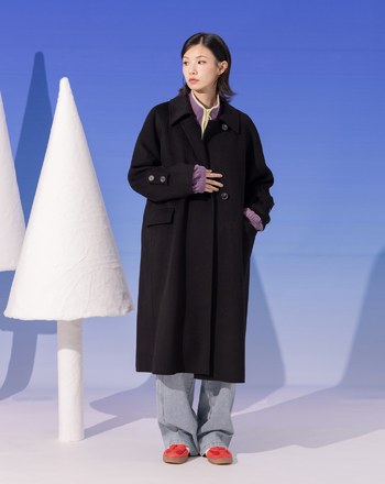 ➤俐落極簡羊毛長大衣