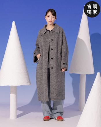 ➤腰間綁帶輕量羊毛長大衣