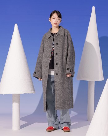 ➤腰間綁帶輕量羊毛長大衣