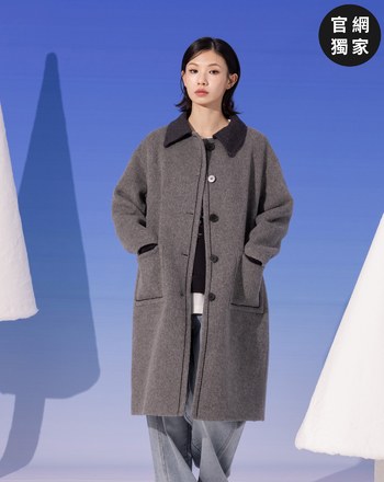 ➤配色大口袋羊毛長大衣(兩色)