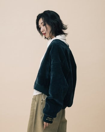 A｜復古條絨袖口繡花棒球外套(兩色)
