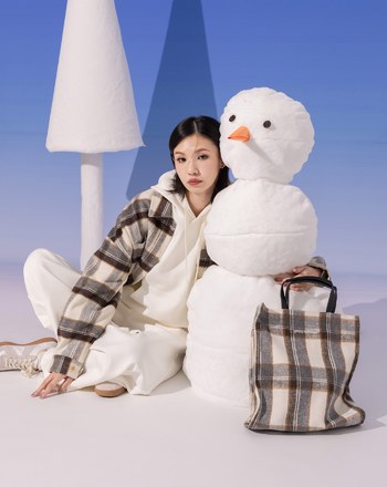 復古格紋毛呢手提包(兩色)