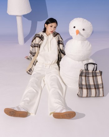 復古格紋毛呢手提包(兩色)