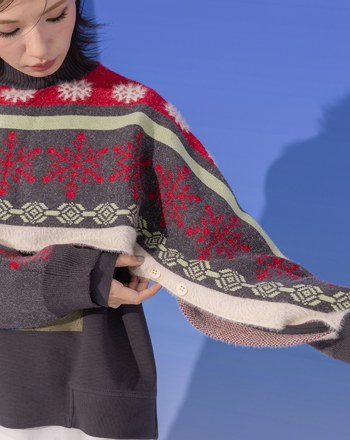 雪花圖騰毛絨上衣式圍脖(兩色)