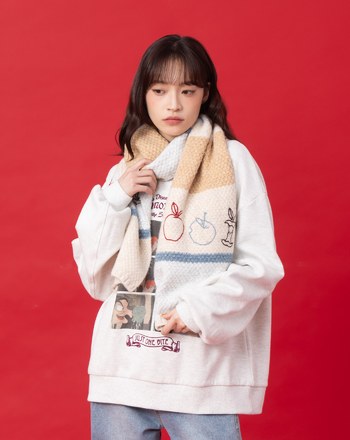 迪士尼系列 just one bite寬條紋跳色圍巾(兩色)